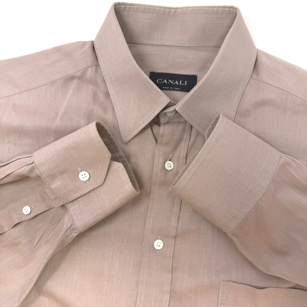 Canali Mens Size 16 41 Mauve Cotton Twill Long Sleeve Button‎ Down Dress Shirt
